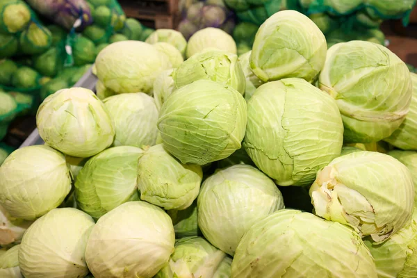 White cabbage in boxes in the vegetable storage