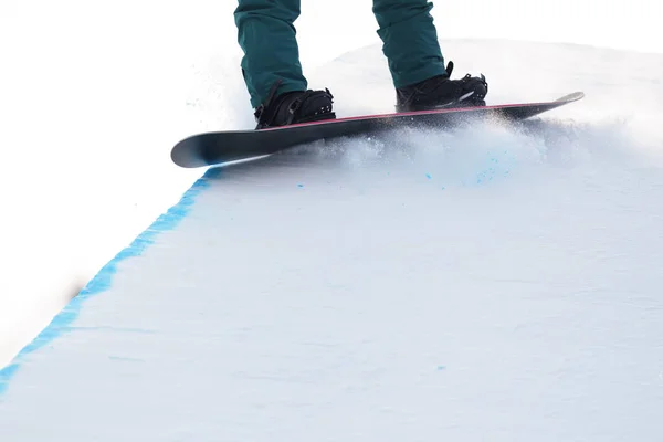 Close Uma Prancha Snowboard Neve — Fotografia de Stock