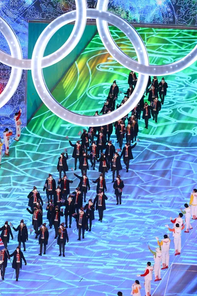 Пекин Китай Февраля 2022 Года Церемония Открытия Зимней Олимпиады — стоковое фото
