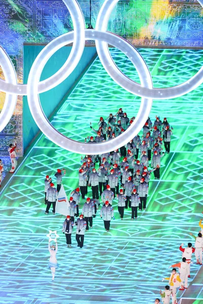 Πεκίνο Κίνα Φεβρουαρίου 2022 Τελετή Έναρξης Χειμερινού Ολυμπιακού Παιχνιδιού — Φωτογραφία Αρχείου