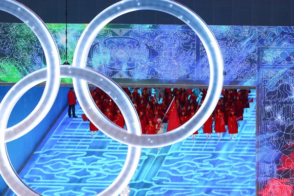 Beijing China Febrero 2022 Ceremonia Apertura Del Juego Olímpico Invierno Fotos de stock libres de derechos