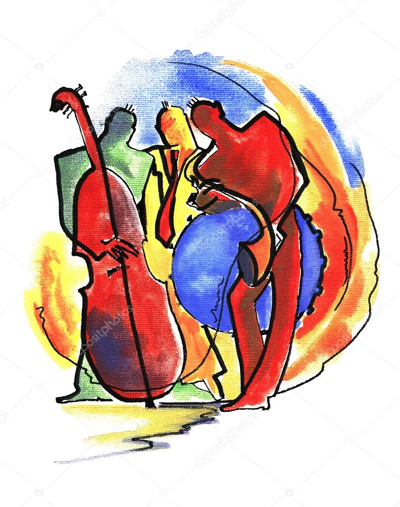Jazz trio in abstract style