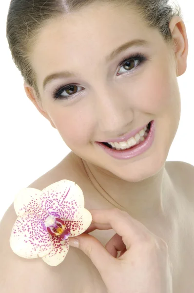 Belleza con orquídeas — Foto de Stock