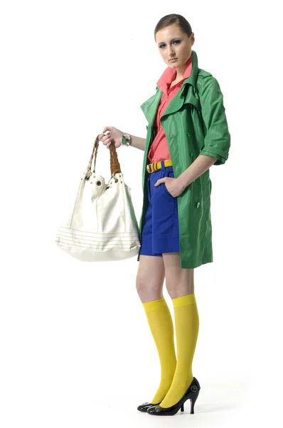 Fashion model with bag — Stock Photo, Image
