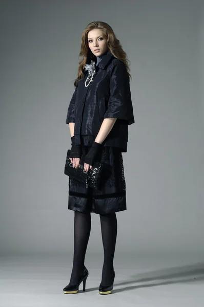 Fashion girl with bag — Stock Photo, Image