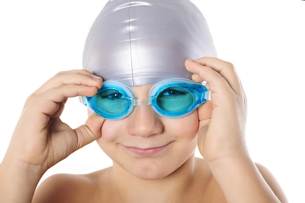 Nuotatore ragazzo con occhiali da nuoto — Foto Stock