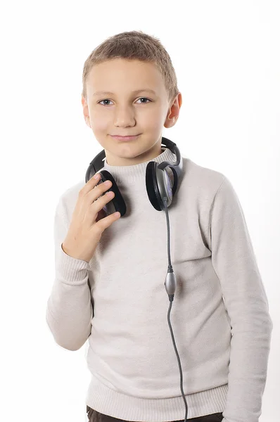 Boy with headphones smilling Stock Picture