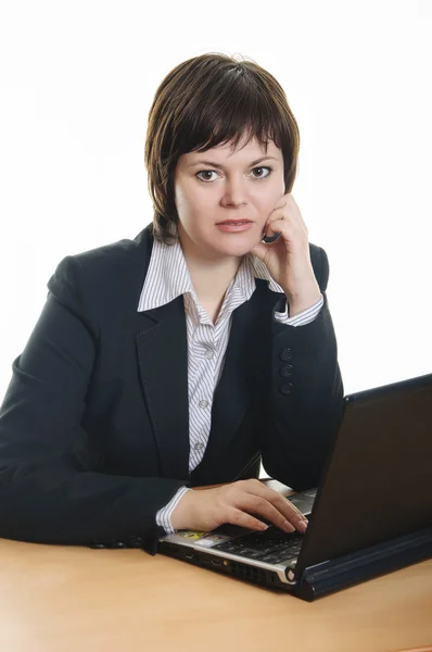 Young business woman at the computer — Stock Photo, Image