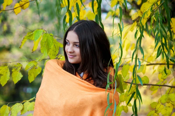 Young girl in autumn park — Stock Photo, Image