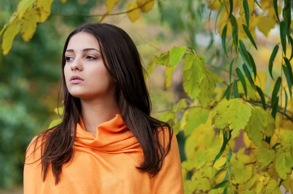 Jeune fille dans le parc d'automne — Photo