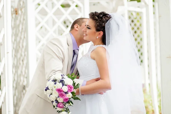 Young and beautiful bride and groom — Stock Photo, Image