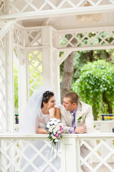 Young and beautiful bride and groom — Stock Photo, Image