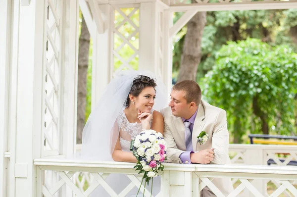 Giovane e bella sposa e sposo — Foto Stock