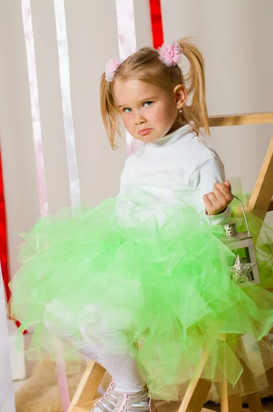 Baby girl in lush color skirt — Stock Photo, Image