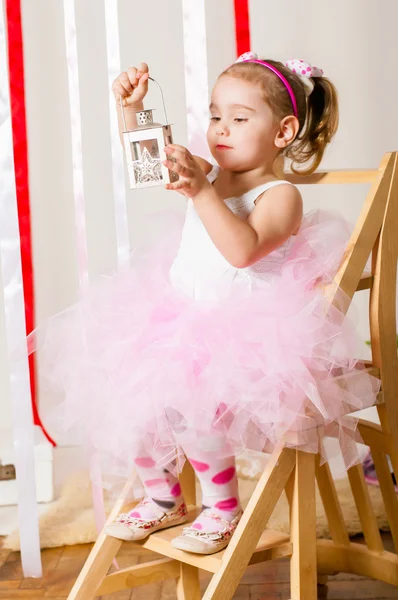 Baby girl in lush color skirt — Stock Photo, Image