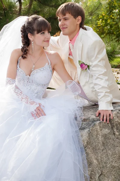 Young and beautiful bride and groom — Stock Photo, Image