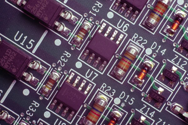 Transistores Bordo Componentes Electrónicos Para Fondo — Foto de Stock