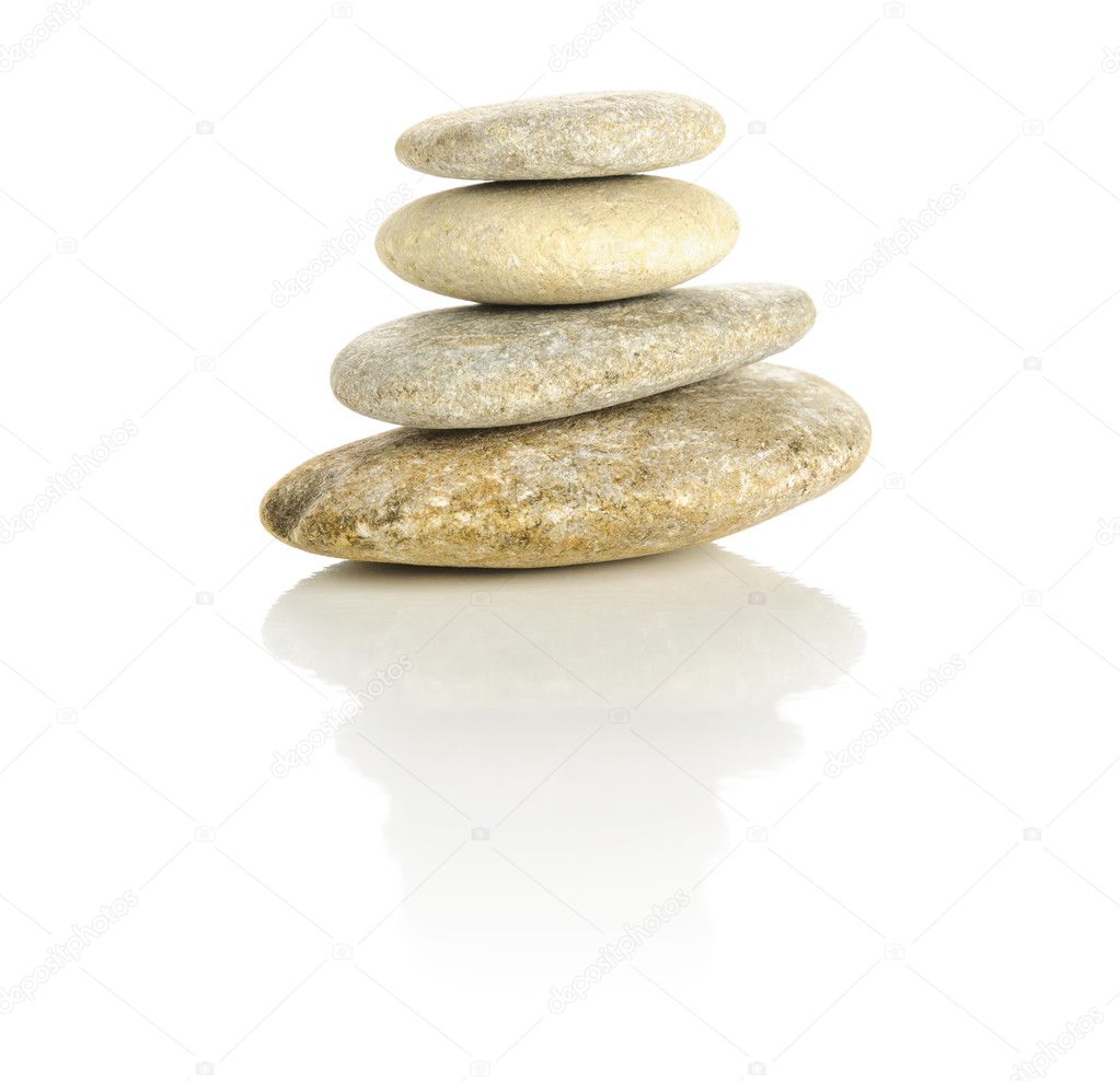 Four stones stacked in a pyramid