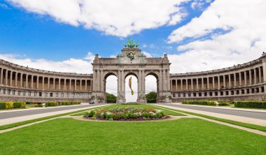 The Triumphal Arch in Cinquantenaire Parc in Brussels, Belgium w clipart