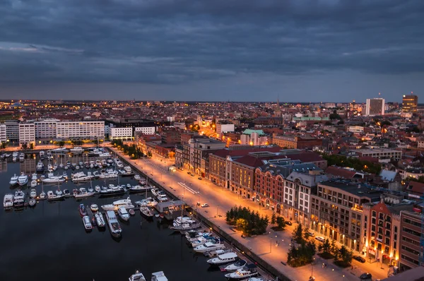 Aerial view to the harbor of Antwerp from the roof — Stock Photo, Image