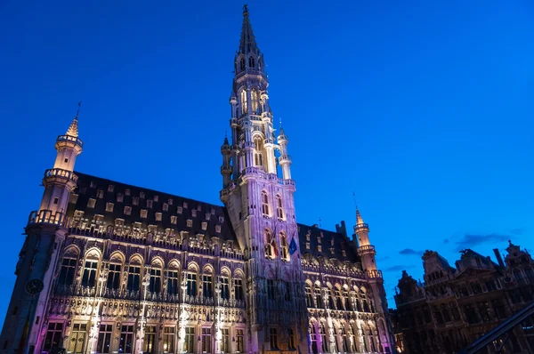 City hall illuminated during light show in Brussels, Belgium — Stock Photo, Image