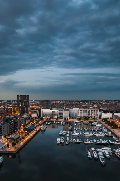 Luchtfoto uitzicht naar de haven van Antwerpen vanaf het dak Rechtenvrije Stockfoto's