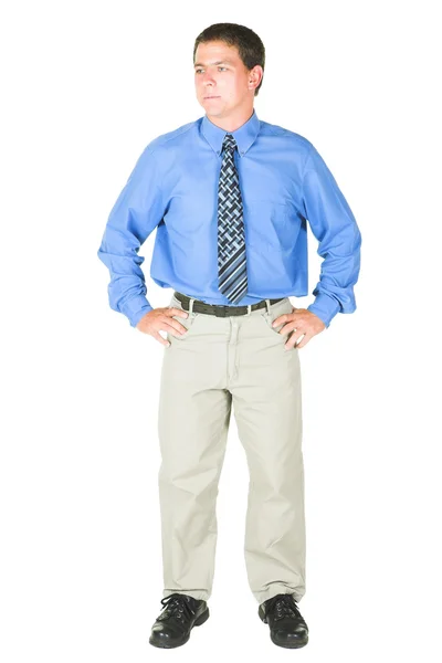 Young adult businessman standing against empty space — Stock Photo, Image