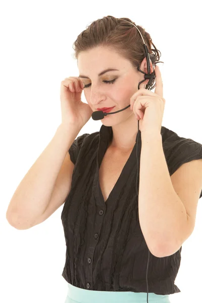 Businesswoman wearing phone headset — Stock Photo, Image