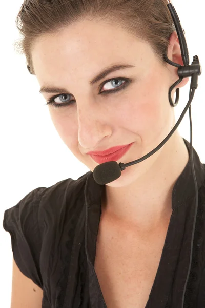 Businesswoman wearing phone headset — Stock Photo, Image