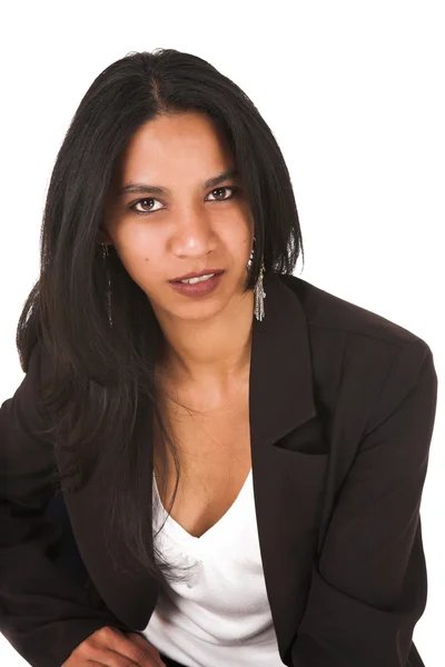 African-Indian businesswoman sitting on an office chair — Stock Photo, Image