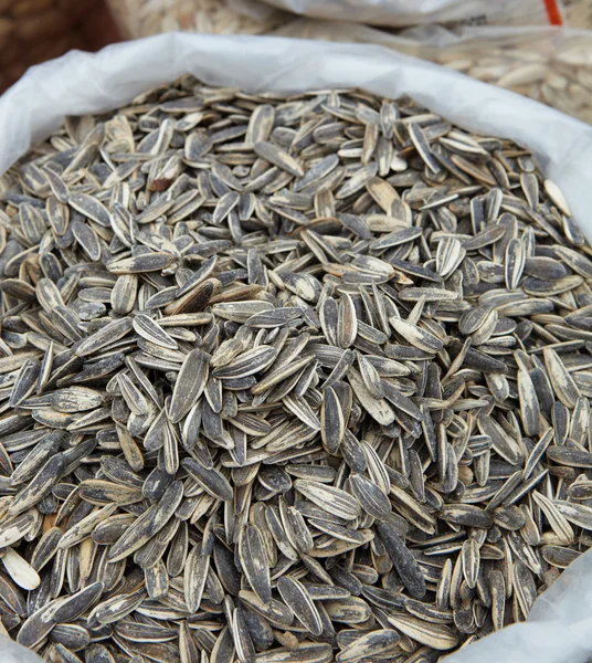 Bags of dry sunflower seeds from the market — Stock Photo, Image