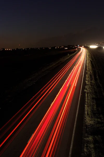 Light trails on highway — Stock Photo, Image