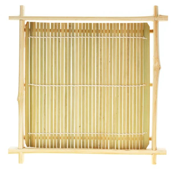 Грубый коричневый бамбуковый суши-поднос с белым стежком — стоковое фото