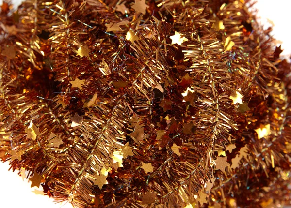 Golden Christmas tinsel decoration — Stock Photo, Image