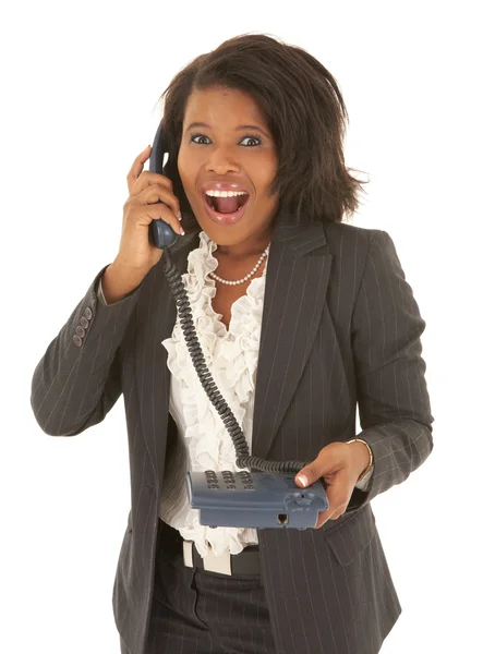 Jonge volwassen Kaukasische zakenvrouw met een telefoon — Stockfoto