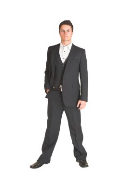 işadamı resmi çizgili takım elbiseli duran