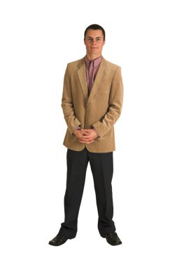 işadamı pembe gömlek ve camel renkli ceket