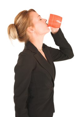 resmi siyah elbiseli sarışın iş kadını