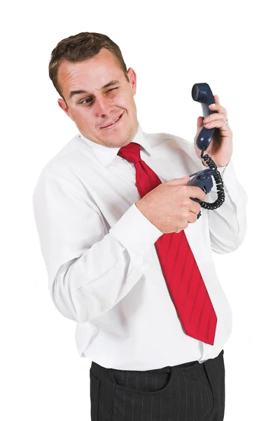 Geschäftsmann am Telefon angeschrien — Stockfoto