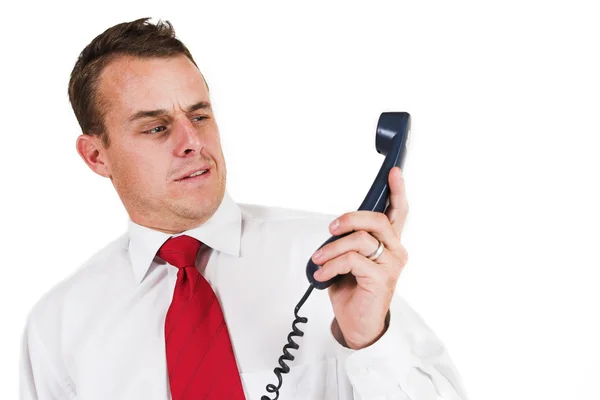 Business man being shouted at on the phone — Stock Photo, Image