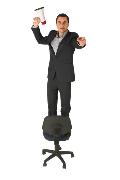 Affärsman med en megafon — Stockfoto