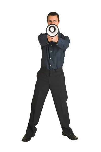 Businessman with a megaphone — Stock Photo, Image