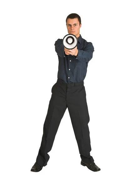 Businessman with a megaphone — Stock Photo, Image