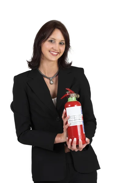 Negocio con extintor de incendios — Foto de Stock