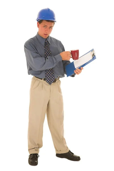 Man is presenting work on paper — Stock Photo, Image