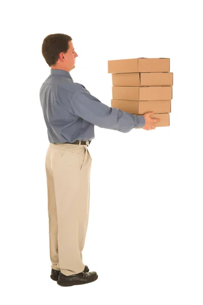 Hombre cajas de transporte. — Foto de Stock