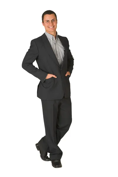 Businessman wearing a suit and a grey shirt — Stock Photo, Image