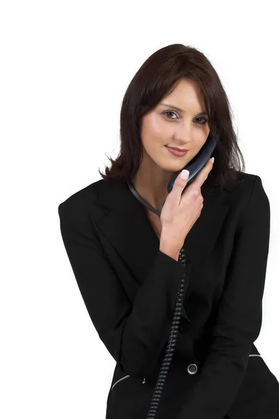 Business woman holding phone — Stock Photo, Image