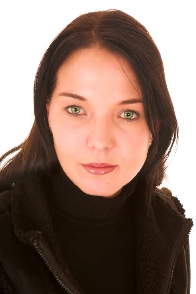 Mujer de cabello oscuro con ojos verdes —  Fotos de Stock