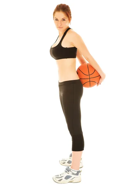 Sexy Girl with Basketball and Black top — Stock Photo, Image